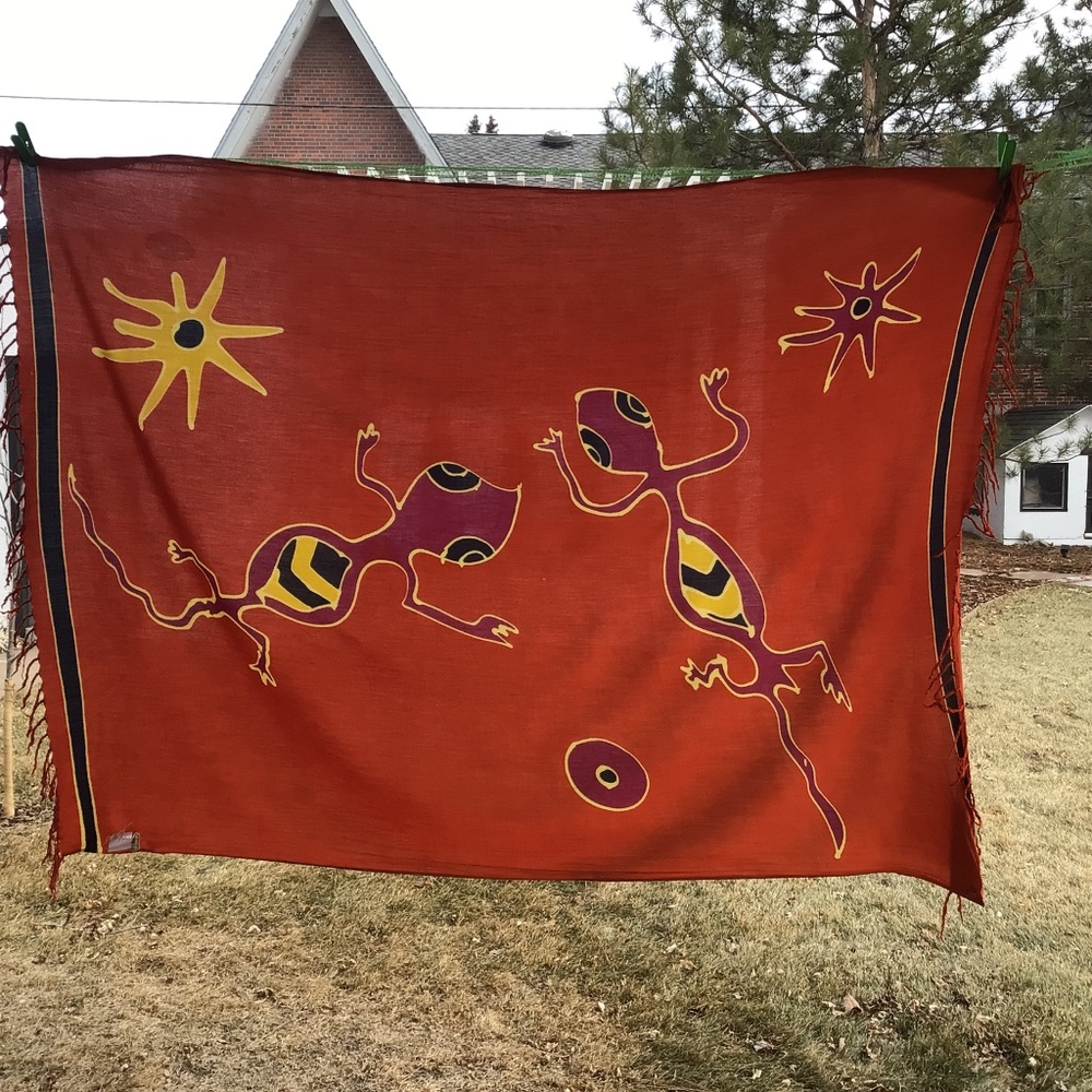 Vintage Coconut Pier lizard motif sarong